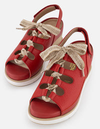 Sandalia roja en piel para mujer con plantilla intercambiable