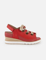 Sandalia roja en piel para mujer con plantilla intercambiable