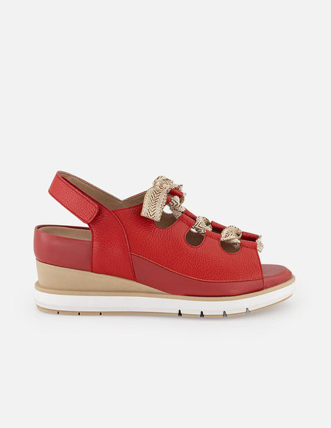 Sandalia roja en piel para mujer con plantilla intercambiable