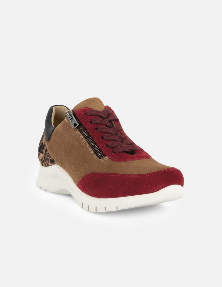 Tenis multicolor de ante para mujer con plantilla extraíble