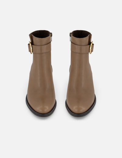 Botines beige piel para mujer con plantilla extraíble