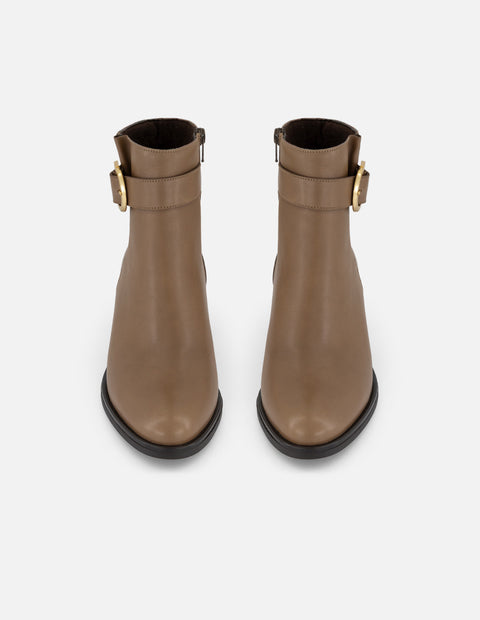 Botines beige piel para mujer con plantilla extraíble