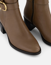 Botines beige piel para mujer con plantilla extraíble