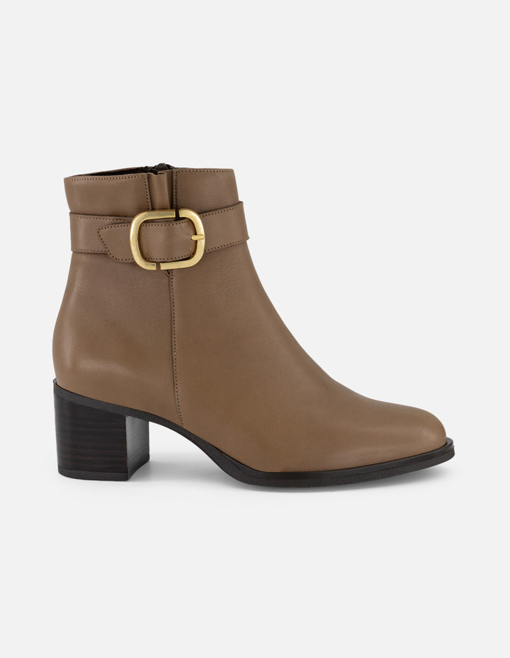 Botines beige piel para mujer con plantilla extraíble