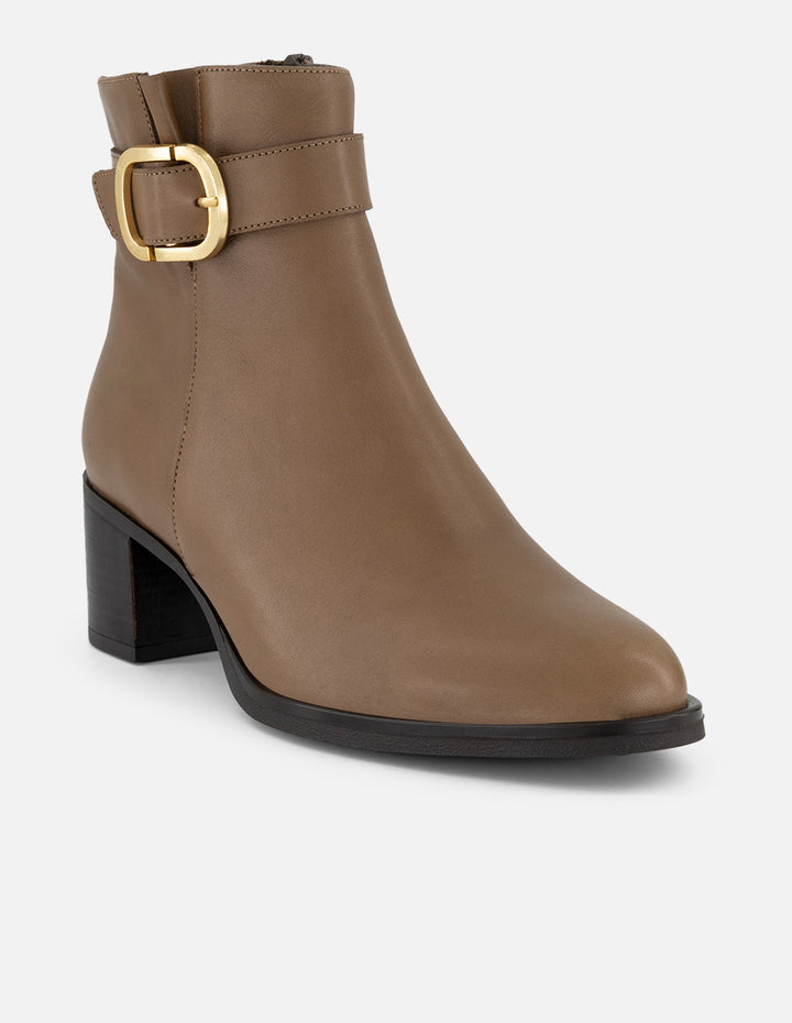 Botines beige piel para mujer con plantilla extraíble