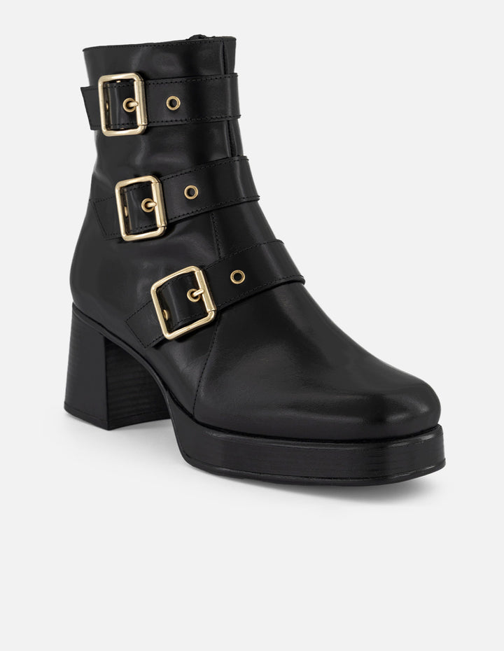 Botines negros piel para mujer con plantilla extraíble