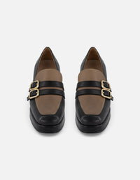 Mocasines bicolor piel para mujer con plantilla extraíble