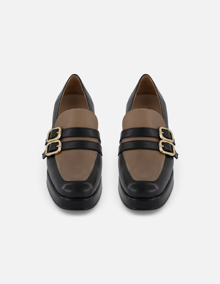 Mocasines bicolor piel para mujer con plantilla extraíble