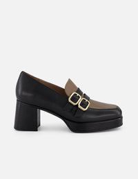 Mocasines bicolor piel para mujer con plantilla extraíble