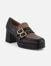 Mocasines bicolor piel para mujer con plantilla extraíble