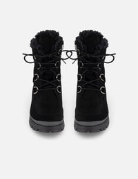 Botin chelsea negro ante para mujer con interior sherpa