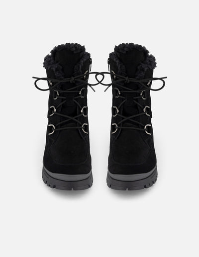 Botin chelsea negro ante para mujer con interior sherpa