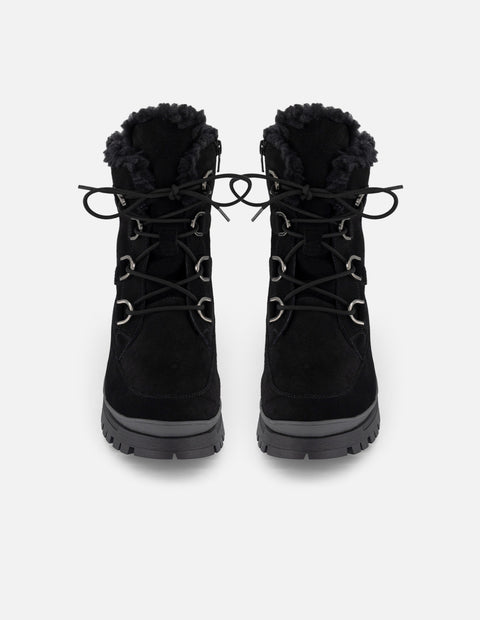 Botin chelsea negro ante para mujer con interior sherpa