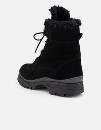 Botin chelsea negro ante para mujer con interior sherpa