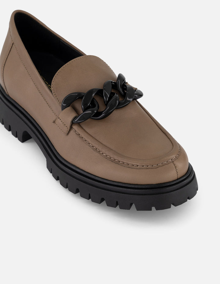 Mocasines beige piel para mujer con piel más suave