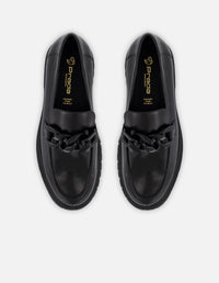 Mocasines negro piel para mujer con plantilla extraíble