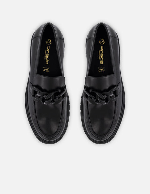 Mocasines negro piel para mujer con plantilla extraíble