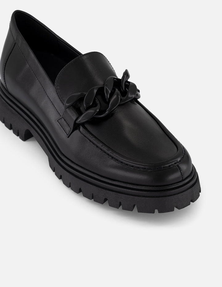 Mocasines negro piel para mujer con plantilla extraíble