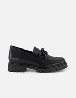 Mocasines negro piel para mujer con plantilla extraíble
