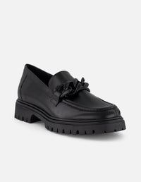 Mocasines negro piel para mujer con plantilla extraíble