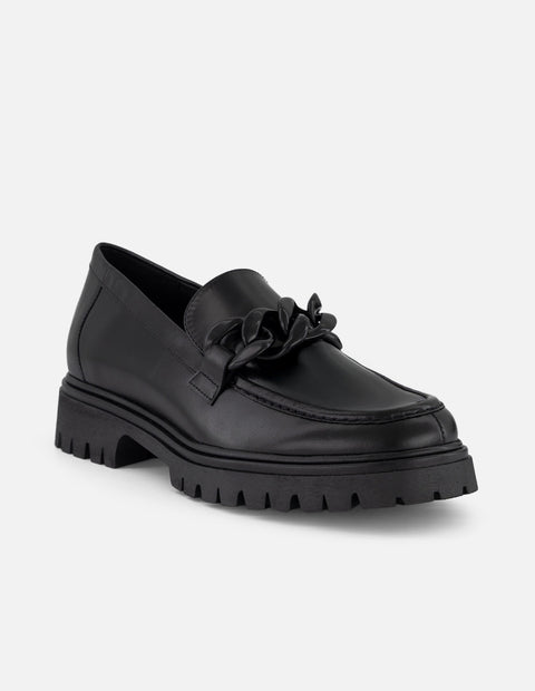 Mocasines negro piel para mujer con plantilla extraíble