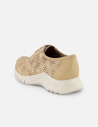 Tenis beige en piel perforada para mujer con plantilla removible