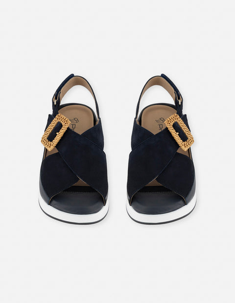 Sandalias azul para mujer con acabado aterciopelado