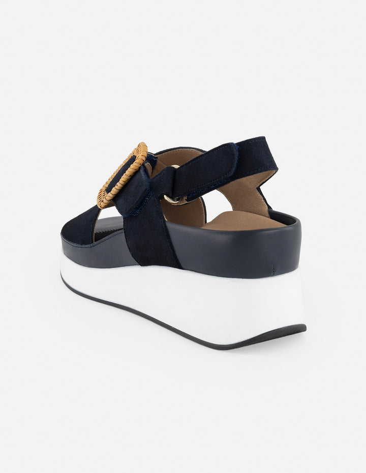 Sandalias azul para mujer con acabado aterciopelado