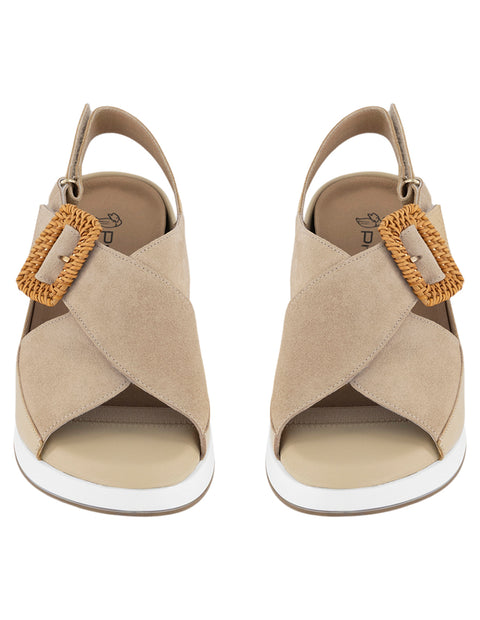 Sandalias beige para mujer con acabado aterciopelado