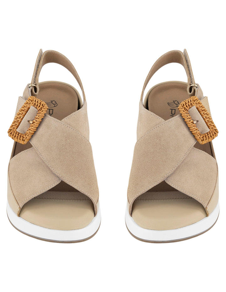 Sandalias beige para mujer con acabado aterciopelado