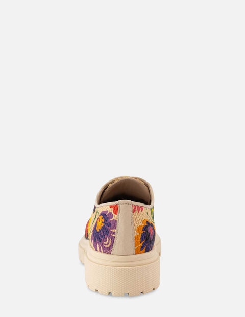 Bostoniano en rafia con diseño floral multicolor para mujer