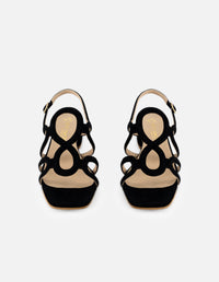 Sandalia de ante color negro para mujer con tiras cruzadas