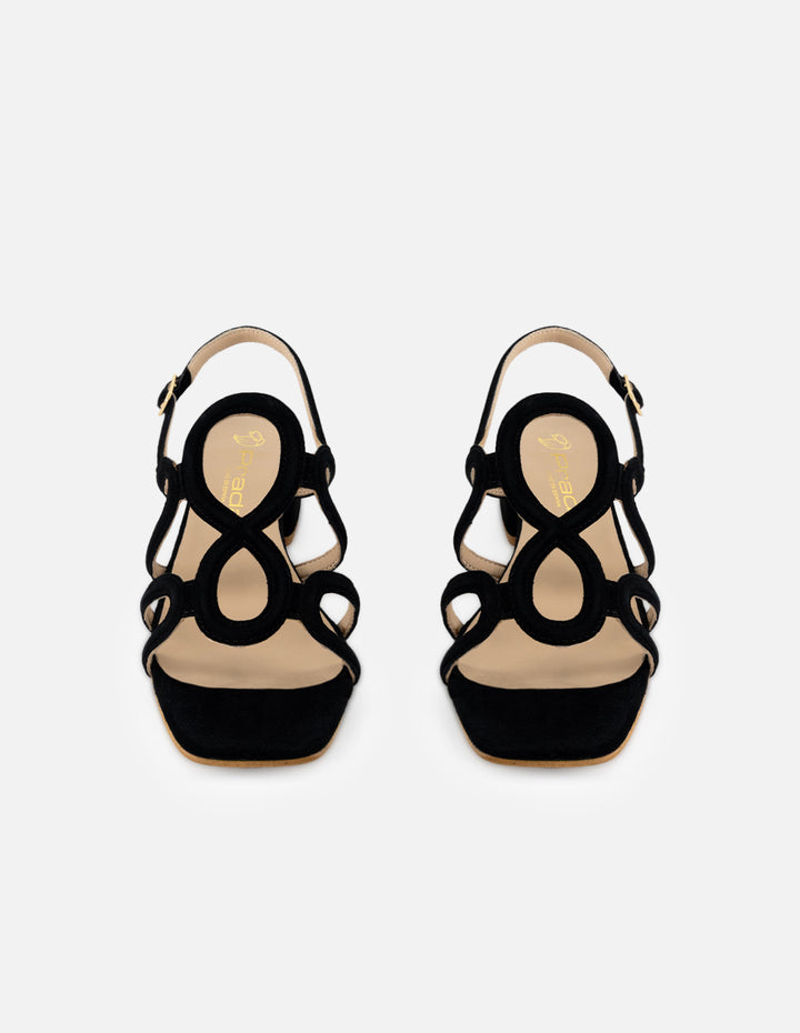Sandalia de ante color negro para mujer con tiras cruzadas