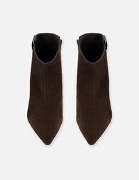 Botines café ante para mujer con herraje lateral
