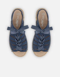 Alpargatas azules en ante con acabado artesanal para mujer