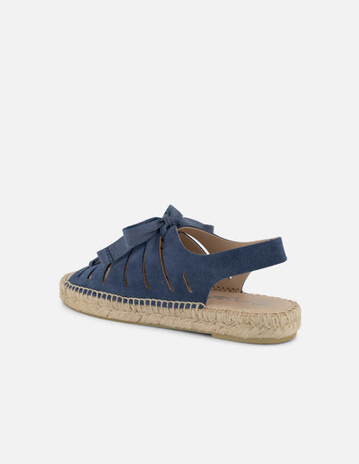 Alpargatas azules en ante con acabado artesanal para mujer