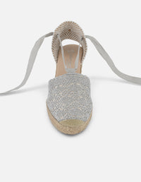 Alpargatas plateadas con tejido metalizado para mujer