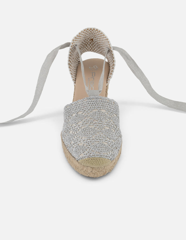 Alpargatas plateadas con tejido metalizado para mujer