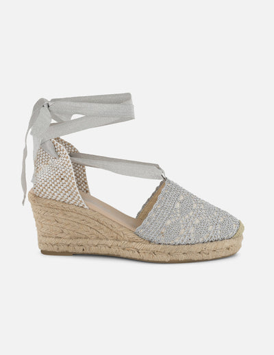 Alpargatas plateadas con tejido metalizado para mujer