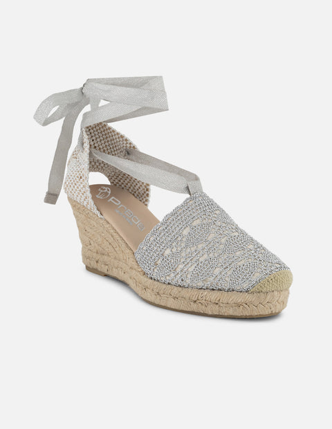 Alpargatas plateadas con tejido metalizado para mujer