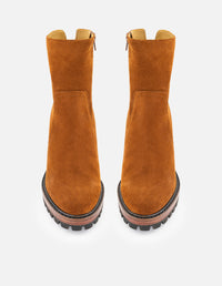 Botines color café ante para mujer con suela ultraligera