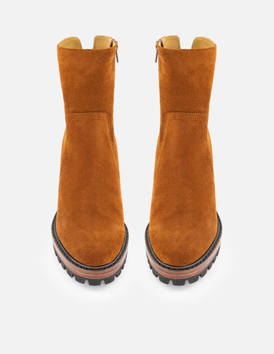 Botines color café ante para mujer con suela ultraligera