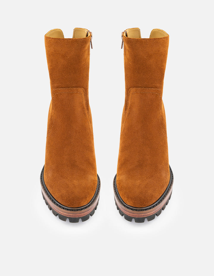 Botines color café ante para mujer con suela ultraligera