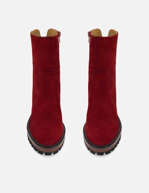 Botines color vino ante para mujer con suela ultraligera