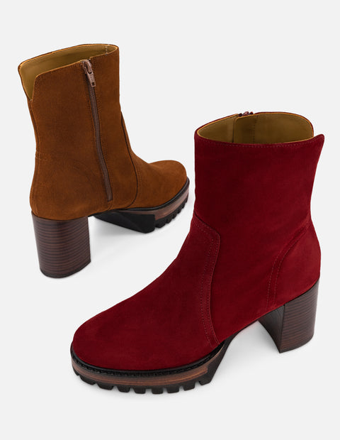 Botines color vino ante para mujer con suela ultraligera