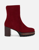 Botines color vino ante para mujer con suela ultraligera