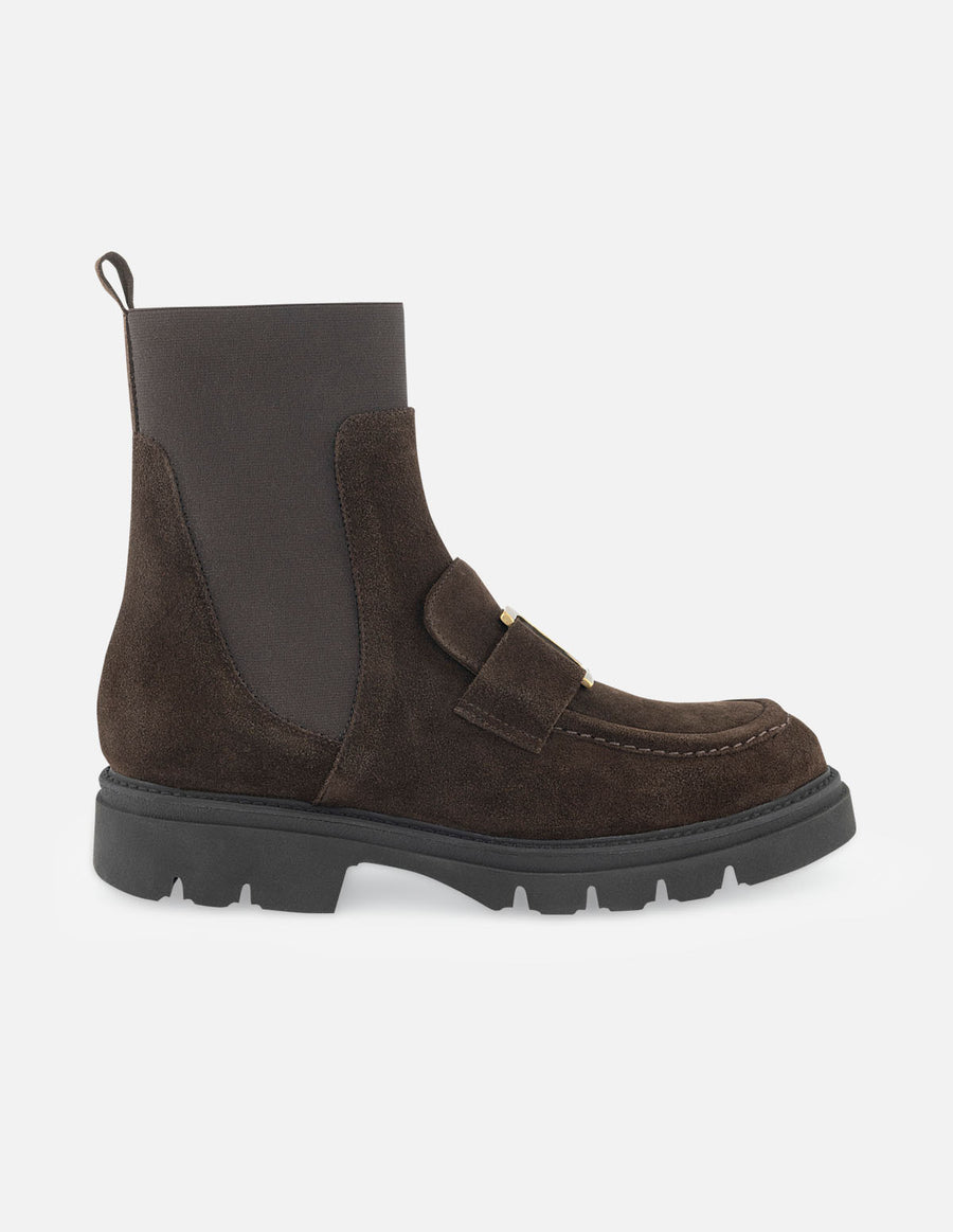 Botín chelsea color marrón para mujer