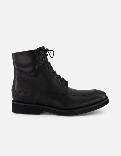 Botines +7 cm de altura negros piel para hombre con suela comfort