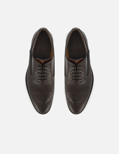 Oxford en piel florantik con grabado tipo tejus color marrón para hombre
