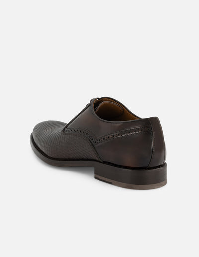 Oxford en piel florantik con grabado tipo tejus color marrón para hombre